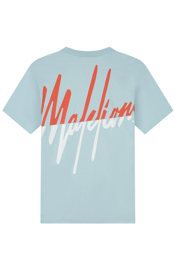 MEN SPLIT T SHIRT MM1 HS25 19 828 LIGHT BLUE/CORAL
